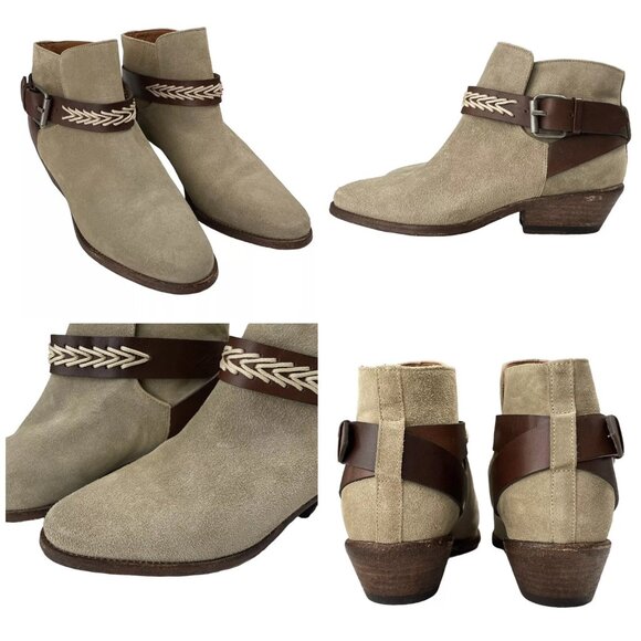 BA&SH Womens Ankle Booties Size 7 / 37 Cowgirl Suede Leather Ankle Strap Buckle - Picture 1 of 10
